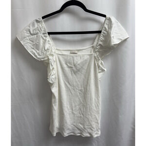 A New Day Ribbed White Top with Flutter Sleeves Women's XXL
